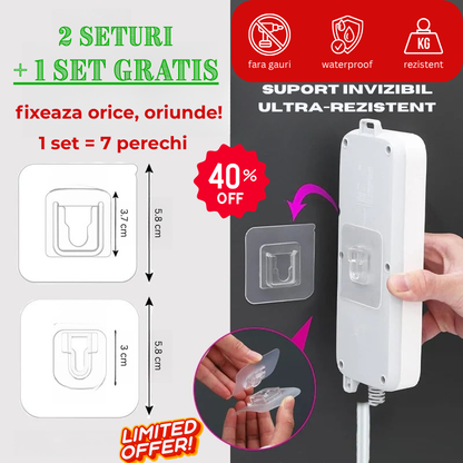 Set 7 suporturi Duble de fixare cu Adeziv