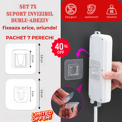 Set 7 suporturi Duble de fixare cu Adeziv
