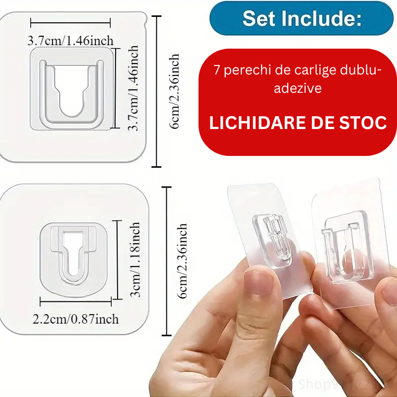 Set 7 suporturi Duble de fixare cu Adeziv